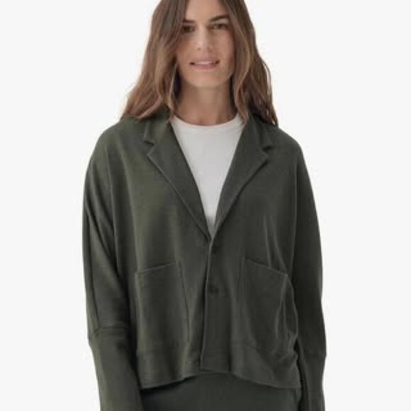 Pact Organic Cotton Women's Relaxed Blazer in Evergreen Heather, size S, NWT - Picture 2 of 9